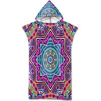 Poncho bohème 1 pièce, serviette de plage, peignoir de bain imprimé à capuche, style surf et sport