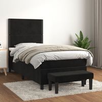 Lit simple - 90x200 cm, Sommier à lattes de lit avec matelas Noir Velours WFE893931 Maison Chic
