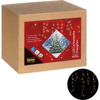 Idena 31270 - Catena luminosa a LED con 400 LED in bianco caldo, con funzione timer di 8 ore e trasformatore, con fili, circa 10,27 cm di lunghezza, decorazione natalizia per giardino, balcone e