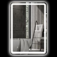 Miroir de Salle de Bain LED 70x100cm avec Interrupteur Touch, 3 Températures, Antibuée