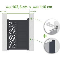 Puerta regulable en ancho 1m RUIVO H.140cm aluminio gris