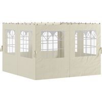 Paredes Laterales de Sustitución para Pérgola 3x3 m con Protección UV Ventanas Transparentes y Cortinas Ajustables Crema