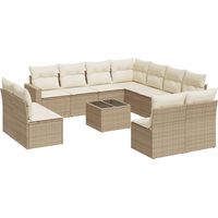 Maison Exclusive - Salon de jardin avec coussins 12 pcs beige résine tressée