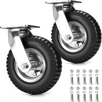Lot de 2 Roulette Pivotante Gonflable, Ø 220mm 200Kg Max, 360° Roues Pneumatiques, Modèle Pivotantes, pour Manutention et Transport