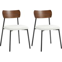Lot de 2 chaises de salle à manger avec assise effet bouclette. dossier courbé effet bois. intérieur. crème