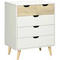 Commode 5 tiroirs meuble de rangement 4 pieds biseautés - 60 x 40 x 77,5 cm