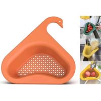 Porte évier triangle épaissi, panier de crépine d'évier en forme de cygne, étagère rangement pour égouttoir cuisine pour fruits, légumes, déchets, restes (Orange)