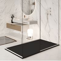 Plato de ducha resina SARIN negro 70x120 cm rejilla acero inox.