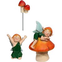 3-teiliges Set Pilz-Elfen-Statuen, Miniaturfiguren, Pflanzgefäße, Feengarten-Accessoires