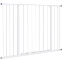 Barrera seguridad extensible perros bebé metálica 2 extensiones 76-107 x 76 cm Blanc
