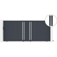 Schiebetor 4m GIONA H.180 graues Aluminium + 2 Pfosten 20x20cm H.190cm