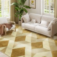 Tappeto Moderno da Soggiorno e Salotto, Ipoallergenico e Lavabile con Effetto 3D, 230x160 cm, Giallo