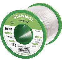 Stannol HF34 1,6% 1,0MM FLOWTIN TC CD 1000G Étain à souder sans plomb bobine, sans plomb Sn99,3Cu0,7 ORM0 1000 g 1 mm