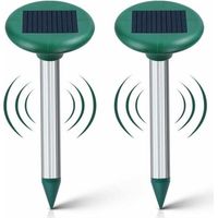 Lot de 2 Répulsif Taupe Solaire - Répulsif Ultrason Mole Chasse - Taupe Solaire Intelligent Combine Sons et Vibrations Anti-Taupe Rats
