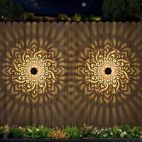 Lot de 2 grandes lampes solaires de clôture en métal, éclairage solaire pour mur extérieur, terrasse, marches, motif mandala, lampe de clôture étanche pour poteau de jardin, patio, arrière-cour