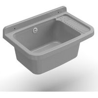 LAVATOIO RESINA A PARETE 50X35 CM C/SIFONE CEMENTO