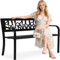 Metal Garden Bench with Decorative Backrest, 120x50 cm