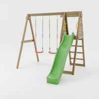 MaxPlay Holzklettergerüst mit Doppelschaukel und Rutsche