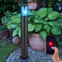 Lampadaire, lampadaire, éclairage extérieur, lampadaire, fumée.Lampe de sol de jardin extérieur, contrôle par application, acier inoxydable, 1x Smart RGB LED 10W 806Lm, DxH 14x80 cm