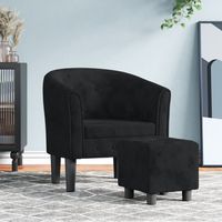 vidaXL Tub Chair with Footstool Black Velvet