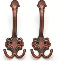 Clothes Hook - Zinc Alloy - Antique Red - Large Size - For Bathroom Towel Robe Door Back - 2 Pieces