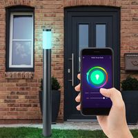 Smart Home RGB LED lampadaire extérieur pilier en acier inoxydable allées de jardin éclairage dimmable pelouse parterre de fleurs avant stand lumière application de commande vocale contrôlable via tél