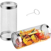 1 panier à grillades en acier inoxydable, panier à grillades rotatif à 360 degrés pour les grillades en plein air, accessoires de grillades pour divers aliments, cadeau d'anniversaire pour les hommes,