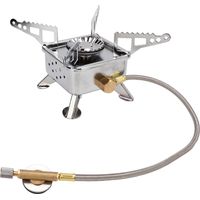Cuisine de camping portable mini split en alliage d'aluminium argenté coupe-vent avec tuyau