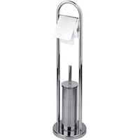 1PZ PORTASCOPINO WC PORTA ROTOLO ACCIAIO INOX base cm22 altezza totale