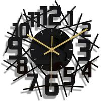DIY Black Round Frame Wall Clock Silent Modern Design Wall Clocks Suitable for Bedroom Living Room Office Art Decoration