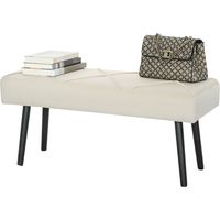 Taburete multifuncional con pies de acero y asiento acolchado 100x36x45 cm Blanco Crema