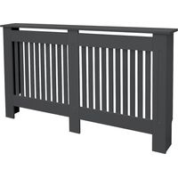 ECD-Germany Cache-Radiateur en Style Campagnard 152x19x82 cm en MDF Anthracite Couverture Décorative Robuste Murale Meuble de Rangement Design Traditionnel Habillage de Radiateur pour Salon Chambre