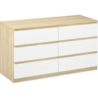 Cassettiera 6 Cassetti Moderna , Mobile Cassettiera per Camera da Letto 135x48x77cm, Bianco e