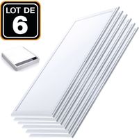 Europalamp – Lot de 6 dalles LED 40W 120x30 cm – Blanc froid 6000K – Diffuseur anti-éblouissement – Pour faux plafonds