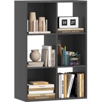 Bibliothèque cubique à 6 étagères de rangement, en bois, 61,5 x 29,5 x 91,5 cm, noire pour rangement de livres, documents et objets décoratifs idéal pour salon, chambre à coucher ou bureau