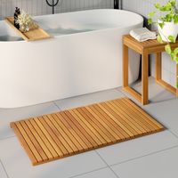 vidaXL Tapis de bain Uni Marron 100 x 55 cm Bois d'Acacia Massif