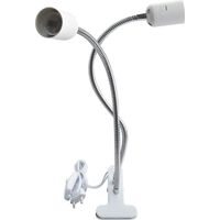 Portalampada con morsetto E27, portalampada con morsetto a 2 prese, con doppio interruttore on/off, tubo flessibile a collo d'oca con rotazione di 360 gradi, per piante, lampada da tavolo, luce da let