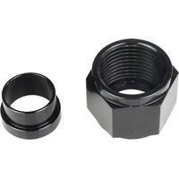 Aluminum Hardline Fitting, 10 AN Female Tube Nut and Sleeve for 5/8' OD Aluminum Tubing, 1 Set-12AN-Black