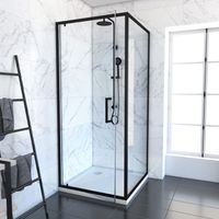 porte de douche pivotante et retour 90x90x200 - profilés noir mat - crush pivotante