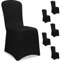DETEX® Chair Covers Set of 6 Stretch Slipcovers for High-Back Dining Chairs OEKO-TEX® Certified Washable & Reusable Ideal for Christmas, Weddings, Parties Black