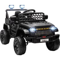 Coche ElĂ©ctrico para Niños con BaterĂa 12V Mando a Distancia Velocidad Ajustable USB Faros Bocina Negro