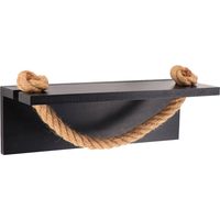 Porte serviette et tablette en acacia noir + corde sur sticker - noir - Tendance