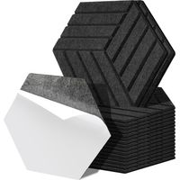 Randaco 18 Stück Akustikplatten Hexagonal gestreift selbstklebend Schallschutzplatten Hohe Dichte Wandpaneel Schwarz