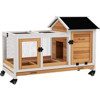 Jaula para Conejos con Ruedas Techo Abatible y Bandeja Extraíble para Interior y Exterior 108x58x73,5 cm Natural