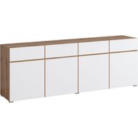 Cómoda Alfere 100, Roble wotan + Blanco, Con cajones y puertas, Número de cajones: 4, 78x225x40cm