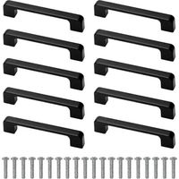 10 Pieces Cabinet Handles Black With Screw For Kitchen Cupboard Wardrobe Hole Centre 96mm