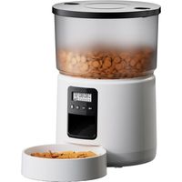 Distributeur Croquettes Chat Automatique, Distributeur Croquettes Chat avec Minuterie Programmable, 1-6 Repas par Jour, avec Appuyez sur Le Couvercle et Fonction D'Enregistrement