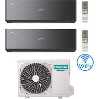 Climatiseur Hisense Energy Pro X BLACK Wifi R32 Double Split Inverter 12000 + 18000 BTU avec U.E. 3AMW72U4RJC Classe A++/A+