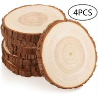 Rondin de Bois 14-15cm sans Trou 4 Pcs Tranches de Bois Naturel Convient pour Decoration Noel Bois, Marque Place Mariage