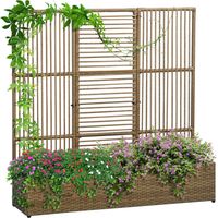 Jardinière avec treillis, résistante aux intempéries, en polyrotin, 103 x 29 x 103 cm, couleur sable
